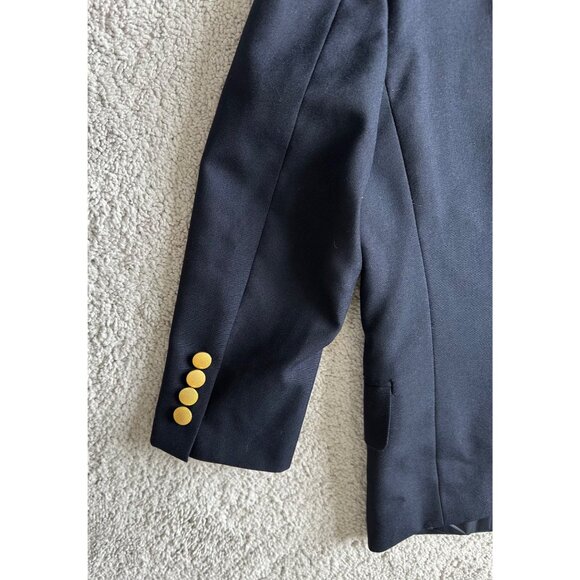Lands End Size 8 Husky Kids Navy Blue Lined Wool Blend Blazer Jacket - Picture 10 of 11